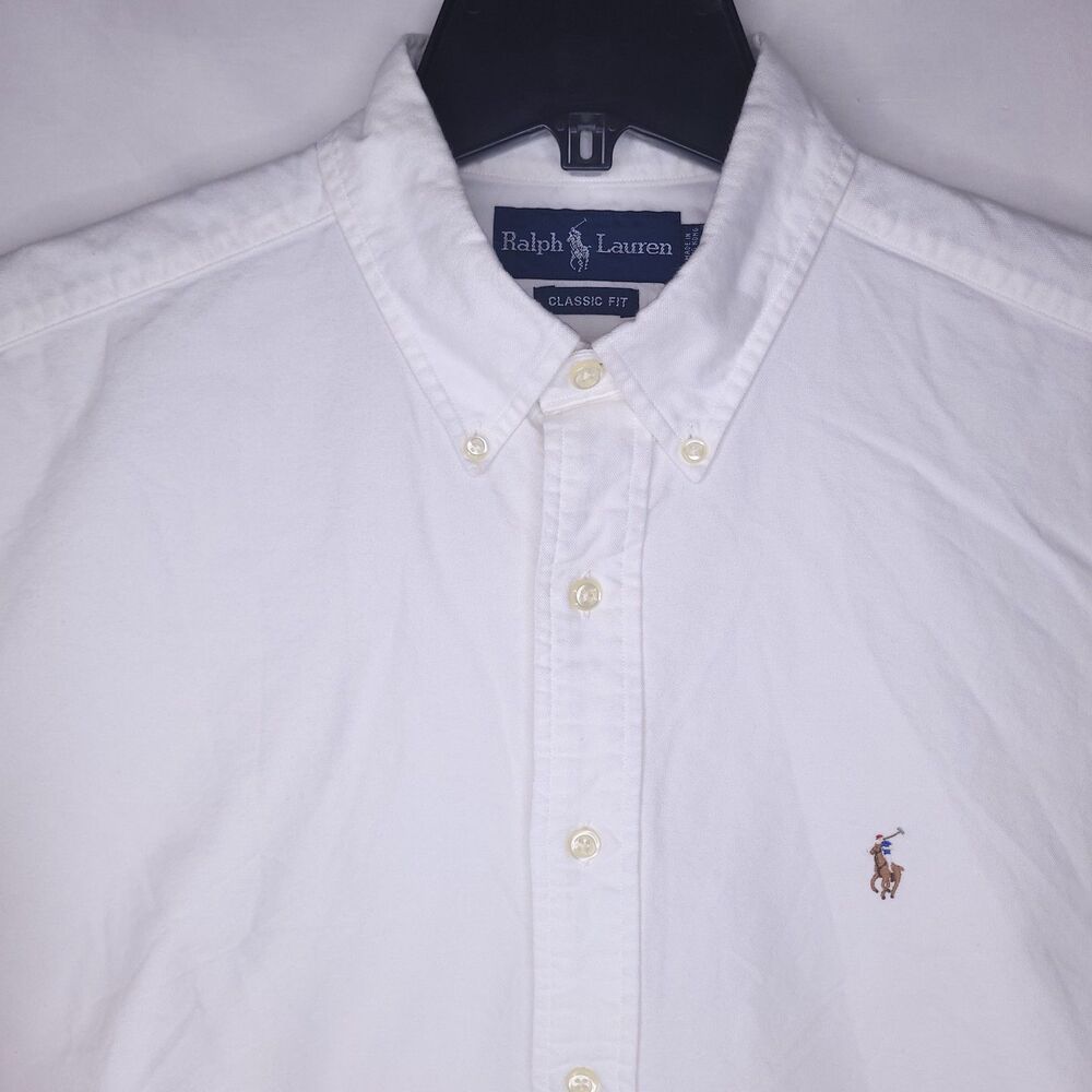 Ralph Lauren Shirt Mens Large White Pony Short Sleeve Classic Fit